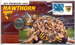 1 доллар 2013 года Австралия Австралийская футбольная лига  финалист 2013 Hawthorn Football Club (в конверте с маркой)