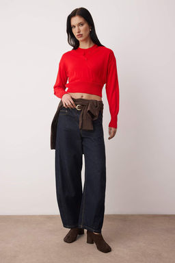 K?rm?z? Bisiklet Yaka Birlesik Bluz-H?rka Triko Kazak TWOAW26KZ00280