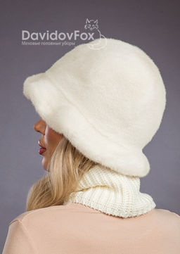 Шапка Шляпка экомех волна жемчуг