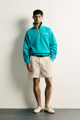 SUDADERA CUELLO CREMALLERA CONTRASTE / Verde claro