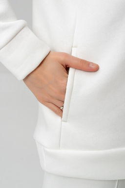 Свитшот из мягкого хлопкового футера с начёсом, молочный - Solo mio фото 6