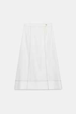 FALDA CRUZADA PESPUNTES CON LINO / Blanco - Zara фото 2