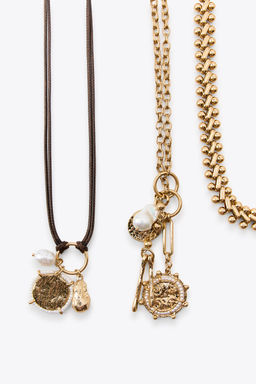 3-PACK OF CHAIN CORD CHARM NECKLACES - Zara фото 5