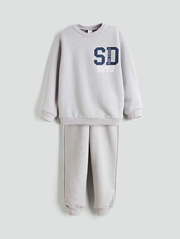 Bask?l? Erkek ?ocuk Sweatshirt ve E?ofman Alt?