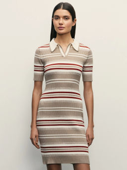 Трикотажное платье мини в полоску / Zarina  фото 3