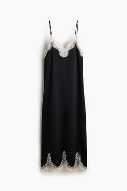 Vestido lencero con ribete de encaje