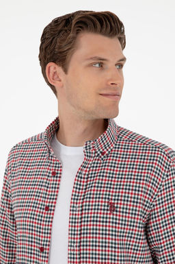 Мужская красная рубашка с длинным рукавом Неожиданная скидка в корзине - U.s. polo assn фото 2