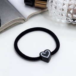 Цена за 12 шт. Резинка для волос «Алеста», сердце, 5 см, чёрный