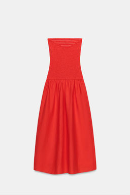 VESTIDO MIDI NIDO DE ABEJA / ROJO - Zara фото 7