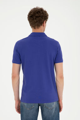 Поло Slim Fit Basic синий из хлопка