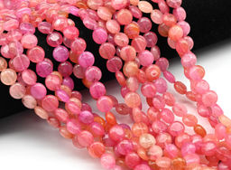 Бусины из агата тонированного круг 10мм цв.розовый, 36см, 37 бусин Радуга камня