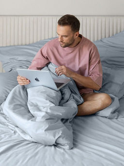 Постельное белье Моноспейс 1,5сп + 2 наволочки, серо-голубой