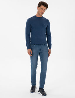 _ndigo Melanj Slim Fit _eyrek Yaka Basic Triko Kazak - Pierre cardin фото 4