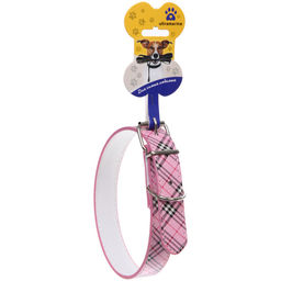 Цена за 5 шт. Ошейник для собак 2,5*57см "Шотландская клетка" цвет розовый Ultramarine