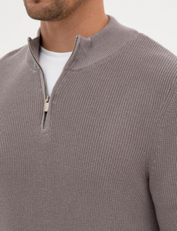 A__k Gri Melanj Slim Fit Dik Yaka Fermuarl_ Triko Kazak - Pierre cardin фото 7