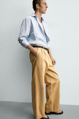 PANTAL?N CHINO STRAIGHT FIT ALGOD?N - LINO / Beige - Zara фото 5