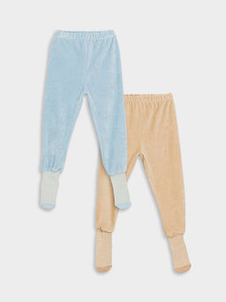 Beli Lastikli Kadife K?z Bebek ?orapl? Pijama Alt 2li