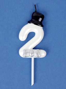 Цена за 3 шт. Свеча для торта «Джентельмен», цифра 2, белая