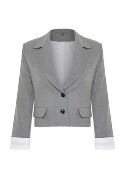 TRENDYOLMILLA Antrasit Kolu Manset Detayl? Dokuma Blazer Ceket TWOSS24BC00015  фото 8