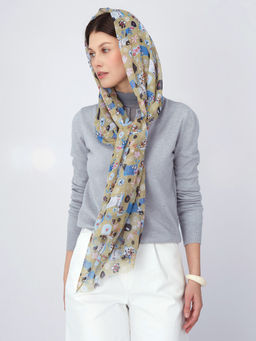 Большой, мягкий, тонкий и очень нежный двусторонний палантин с рисунком в стиле арт-деко - Tantino фото 9