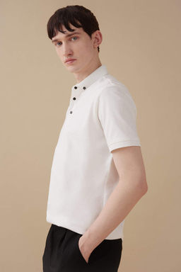 Базовая футболка-поло приталенного кроя с короткими рукавами - Defacto фото 3