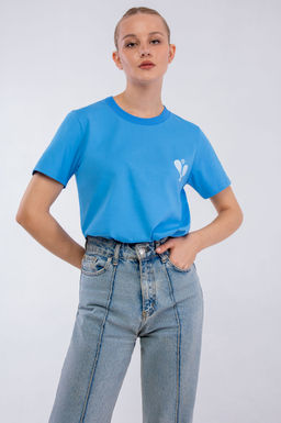 Арт. 3173 Футболка женская 44-52 (5 шт) Цвет:небесный