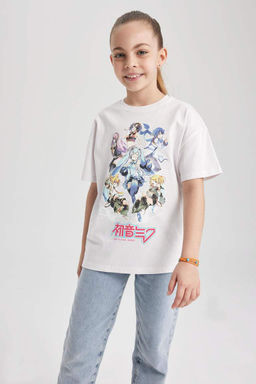 Футболка Oversize с короткими рукавами Hatsune Miku для девочек - Defacto фото 7