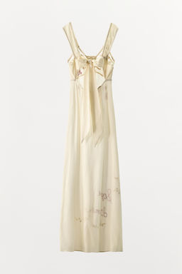 VESTIDO BORDADOS FLORES TEXTO ABALORIOS / Crudo - Zara фото 8