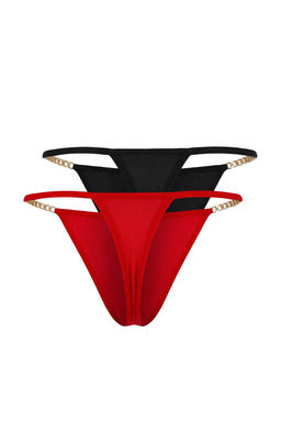 Siyah-K?rm?z? 2li Micro Zincir Detayl? String Kulot THMSS26KU00008