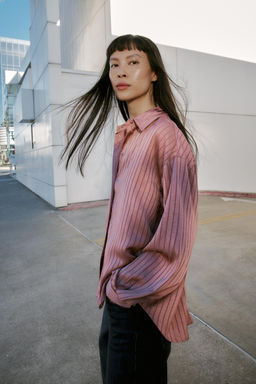 STRIPED SATIN SHIRT - Zara фото 3