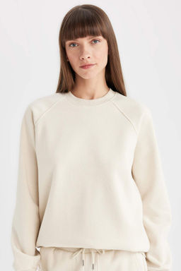 Oversize Genis Kal?p Bisiklet Yaka Kal?n Basic Duz Sweatshirt - Defacto фото 5