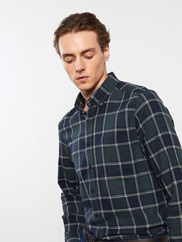 Regular Fit Uzun Kollu Ekose Gabardin Erkek G?mlek