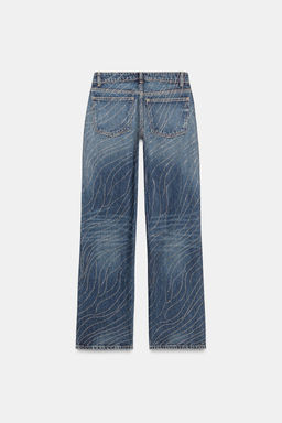 TRF LOW-RISE WIDE-LEG RHINESTONE JEANS - Zara фото 7