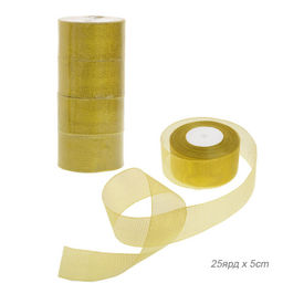 Лента органза декоративная 4 штуки набор 25ярд х 5см / Z630 /уп 60/золото