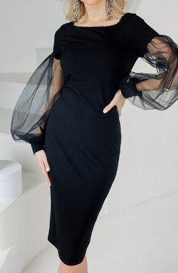 Нарядное платье футляр черный - Donna saggia фото 3