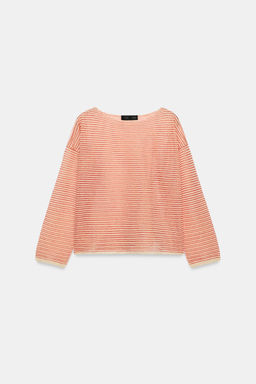 JERSEY PUNTO FINO RAYAS / Crudo / Rojo