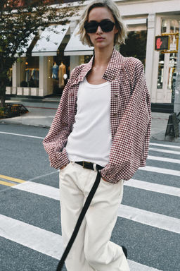 CHAQUETA CUADROS / Crudo / Granate - Zara фото 6