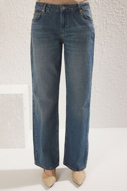 Mavi Dusuk Bel Duz Kesim Straight Wide Jeans TWOSS25JE00078 - Trendyolmilla фото 3