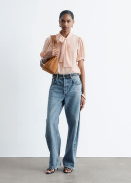 Blusa de seda estampada de cuello con lazo - H&m фото 6