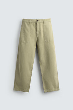 PANTAL?N STRAIGHT FIT LAVADO / verde lavado