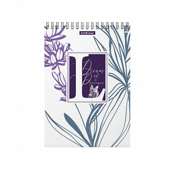 Цена за 4 шт. Блокнот с пластиковой обложкой на спирали ErichKrause Lavender, А5, 80 листов, клетка