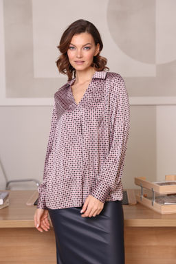 Блузка с V-образным вырезом и воротником - Looklikecat фото 2