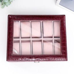 Шкатулка кожзам под часы 10 отделений Бордо 8х26х20 см - Simaland фото 3