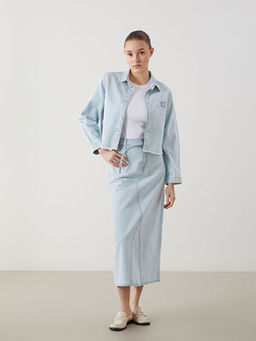 G?mlek Yaka Kad?n Jean Ceket