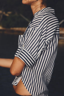 CROPPED LINEN BLEND SHIRT - Zara фото 3