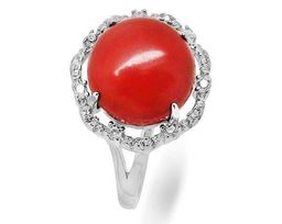 Кольцо из серебра коралл, МЦВ237