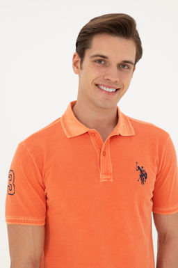 Мужская оранжевая базовая футболка с воротником-поло Неожиданная скидка в корзине - U.s. polo assn фото 2