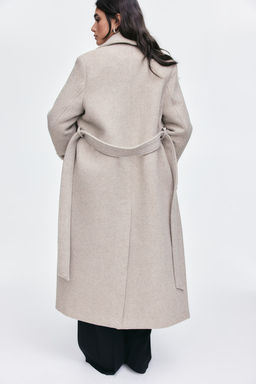 Abrigo en mezcla de lana con cinturon de anudar - H&m фото 5