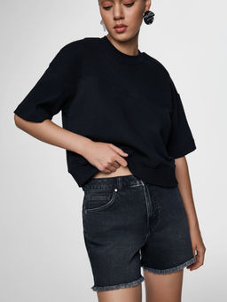 CONTE CON-646 Джинсовые шорты с бахромой washed black