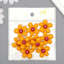 Цена за 10 шт. Декор для творчества пластик «Цветок жёлтый с бордовым», 2.8×3×1 см